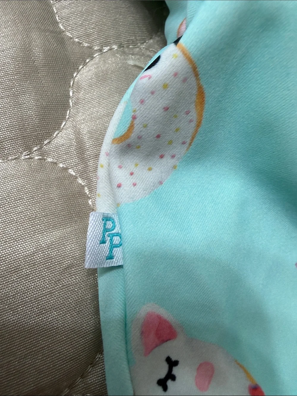 Posh Peanut Aqua Long-Sleeve One-Piece Swim Dress with Animal & Donut Print